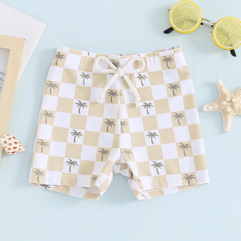 Socutebabe Baby Boy Swimsuit Toddler Baby Boy Beach Swim Shorts Bathing Suitt Swimsuit Swimwear Shorts Boys Swim Trunks (A-Plaid Yellow,12-18 Months) - Image 3