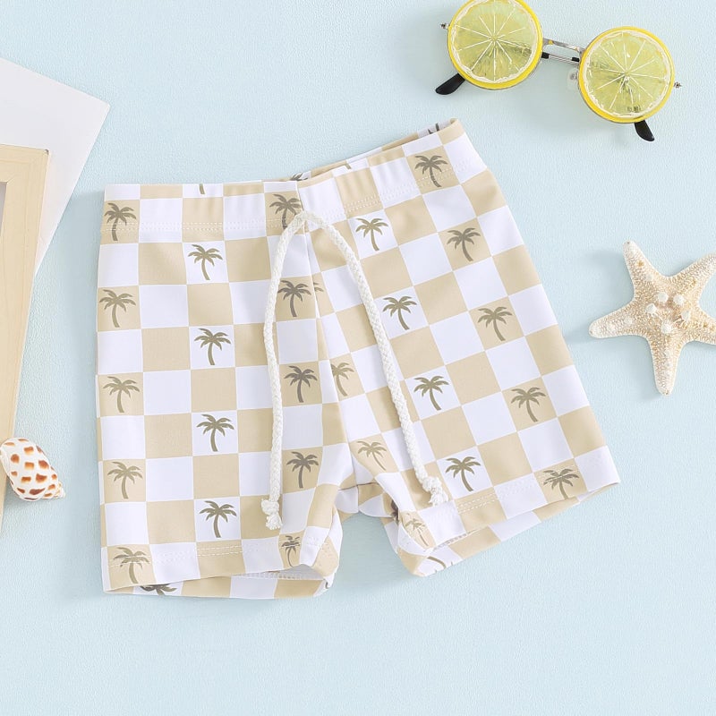 Socutebabe Baby Boy Swimsuit Toddler Baby Boy Beach Swim Shorts Bathing Suitt Swimsuit Swimwear Shorts Boys Swim Trunks (A-Plaid Yellow,12-18 Months) - Image 4