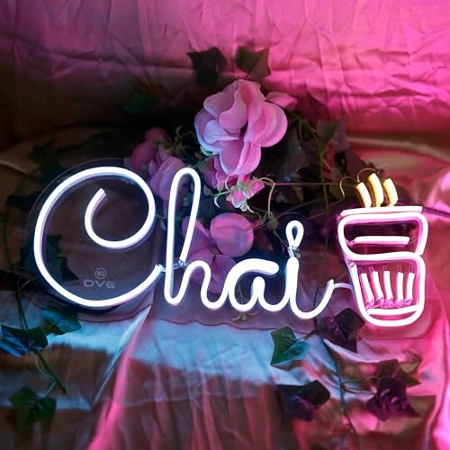 OVG Chai Neon Sign 12x18 Inch LED Light, Multicolour Neon for Home, Bar, Restaurant Decor, cafe decor, tea stall and cart (Adapter Included) - Image 2