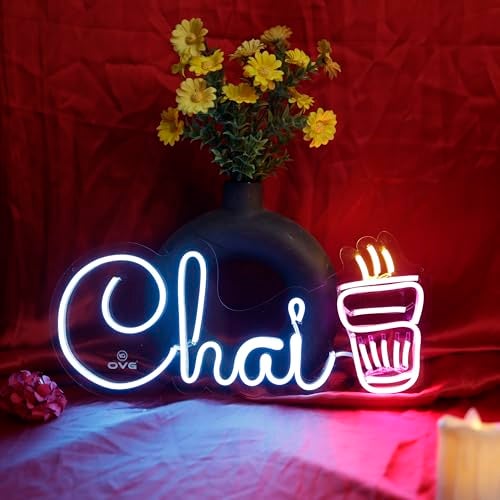 OVG Chai Neon Sign 12x18 Inch LED Light, Multicolour Neon for Home, Bar, Restaurant Decor, cafe decor, tea stall and cart (Adapter Included) - Image 3
