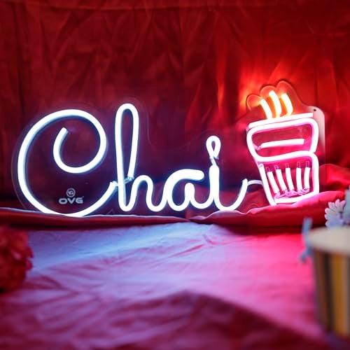 OVG Chai Neon Sign 12x18 Inch LED Light, Multicolour Neon for Home, Bar, Restaurant Decor, cafe decor, tea stall and cart (Adapter Included) - Image 4