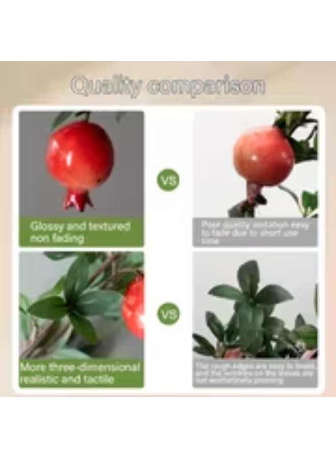 إيروريكس طقم 5 فروع رمان صناعية كبيرة مع ثمار حمراء وزهور واقعية – ديكور حصاد صناعي للاستخدام طوال العام - Image 5