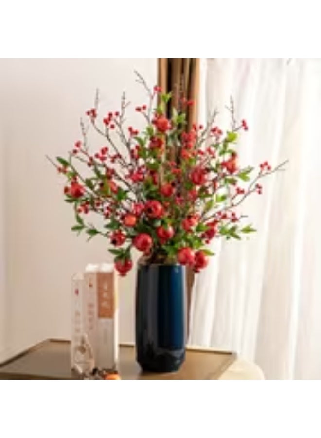 إيروريكس طقم 5 فروع رمان صناعية كبيرة مع ثمار حمراء وزهور واقعية – ديكور حصاد صناعي للاستخدام طوال العام - Image 1