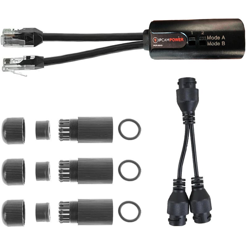IPCamPower POE Combiner Splitter Adapter, Run 2 IP Cameras on 1 Cable, Works on All POE Switches, POE NVR and POE Cameras, Mode A and B POE Compatible - Image 1