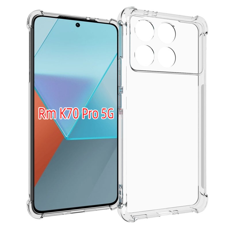 HuHa Case Cover For Xiaomi Redmi K70 Pro Shockproof Non-slip Thickening TPU Phone Case(Transparent) - Image 1