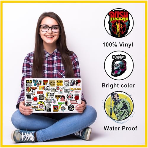 True Flair Trueflair Pack of 53 Rock Band Music Vinyl Laptop Stickers, Random Designs, for Laptop, Journal, Bike Helmet, Diary, Guitar, Mobile, Waterproof, Self-Adhesive (Rock Band) - Image 4