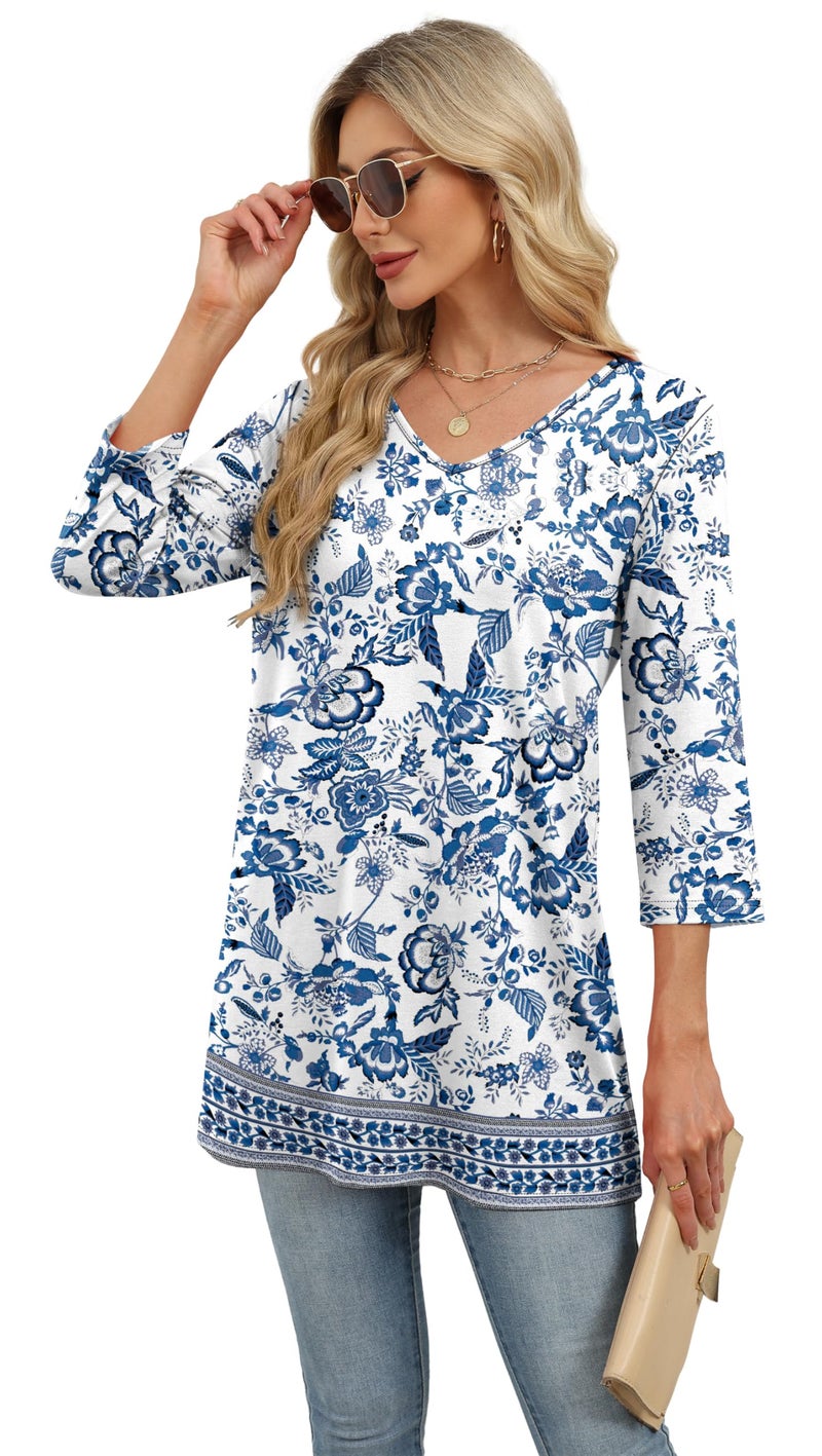 OFEEFAN Boho Tops Dress Shirts Short Sleeve Shirts For Women Summer Outfits For Women 2026 Floral 02 L - Image 4