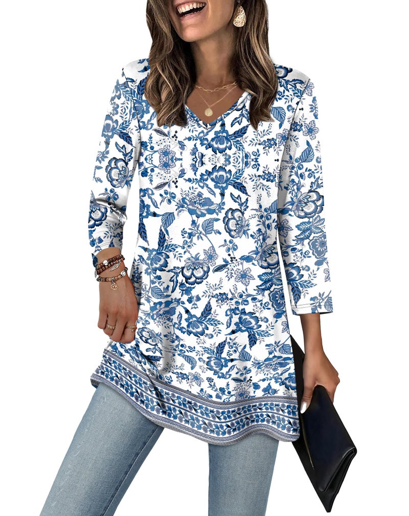 OFEEFAN Boho Tops Dress Shirts Short Sleeve Shirts For Women Summer Outfits For Women 2026 Floral 02 L - Image 2