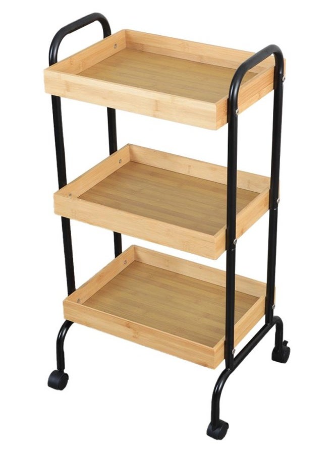 Cady One 3-Tier Mobile Serving Cart with Wheels and Metal Base, Mobile Coffee Table with Storage Shelf, Small Mobile Side Table  - Image 5