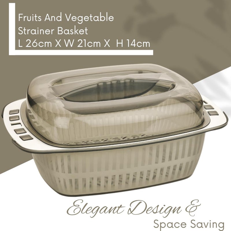 Nabhya 2 in 1 Multifunctional Washing Vegetables & Fruit Draining Basket Strainer Storage Box (Grey) - Image 5