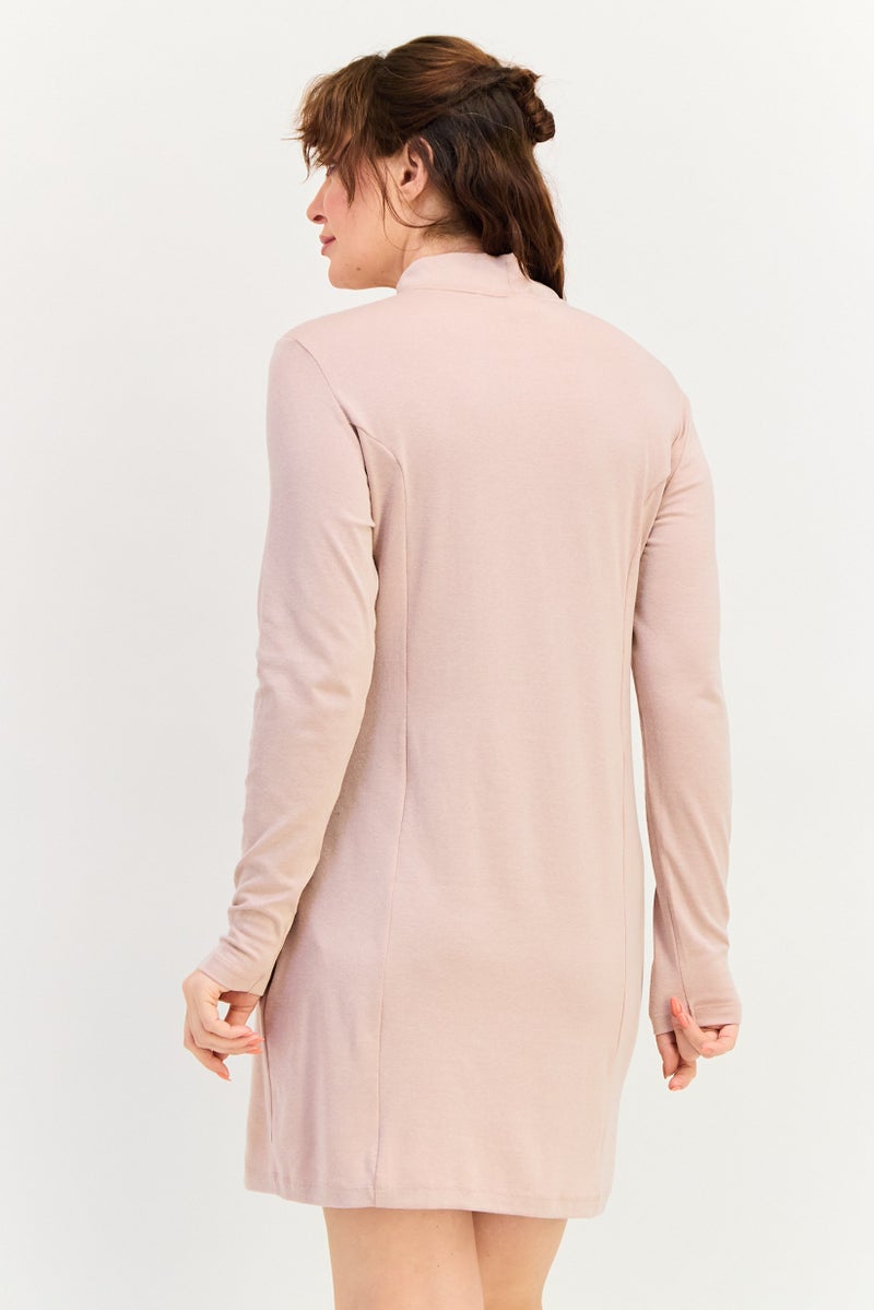 Nike Women Tight Fit Long Sleeve Outdoor Dress, Rust Pink - Image 3