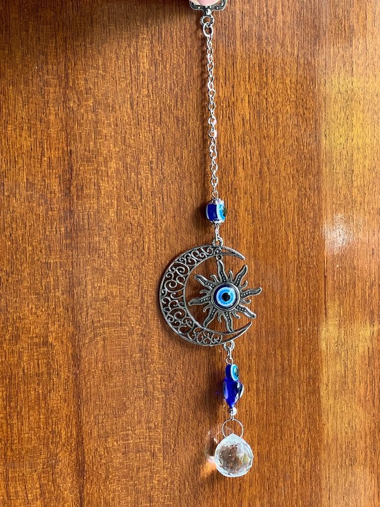 BLUE BEADS Home Decor Evil Eye Hanging Wall Hanging Car Hanging Crystal Angel Suncatcher with Crystals Balls Prism Rainbow Maker for Home, Office, Garden Decoration, Window Decorations Decor - Image 2