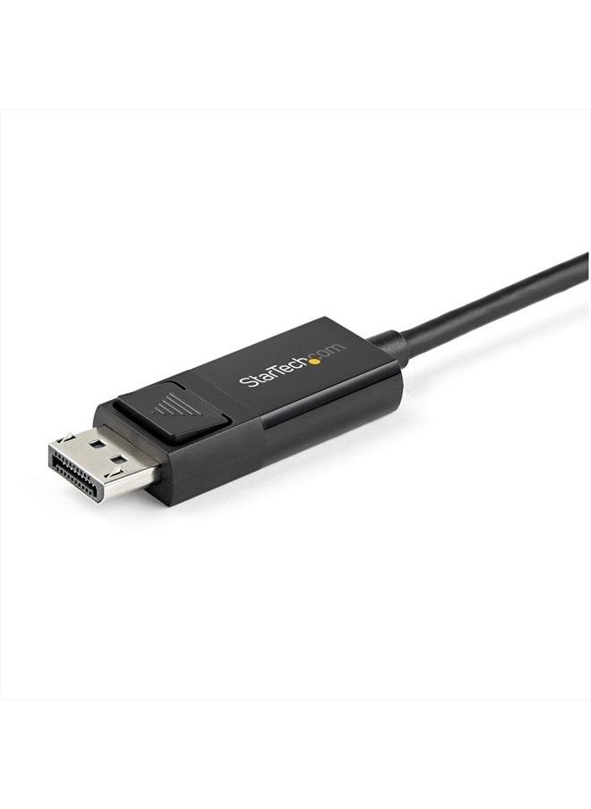 StarTech - كابل USB C إلى DisplayPort 1.2 بطول 6.6 قدم (2 متر) بدقة 4K وتردد 60 هرتز - كابل محول فيديو ثنائي الاتجاه من DP إلى USB-C أو من USB-C إلى DP - كابل شاشة HBR2/HDR - USB Type C/TB3 (CDP2DP2MBD) أسود - Image 1