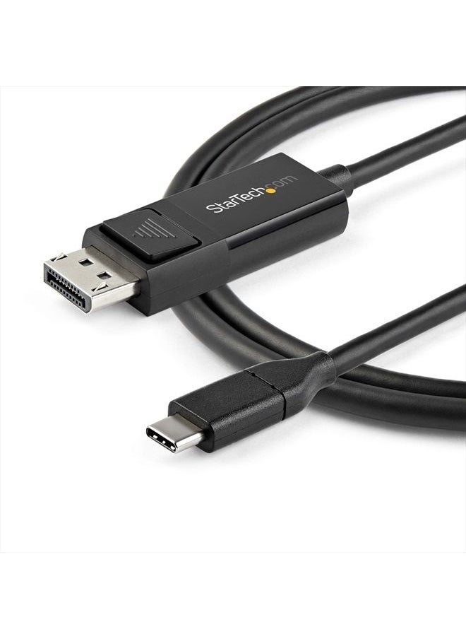 StarTech - كابل USB C إلى DisplayPort 1.2 بطول 6.6 قدم (2 متر) بدقة 4K وتردد 60 هرتز - كابل محول فيديو ثنائي الاتجاه من DP إلى USB-C أو من USB-C إلى DP - كابل شاشة HBR2/HDR - USB Type C/TB3 (CDP2DP2MBD) أسود - Image 1