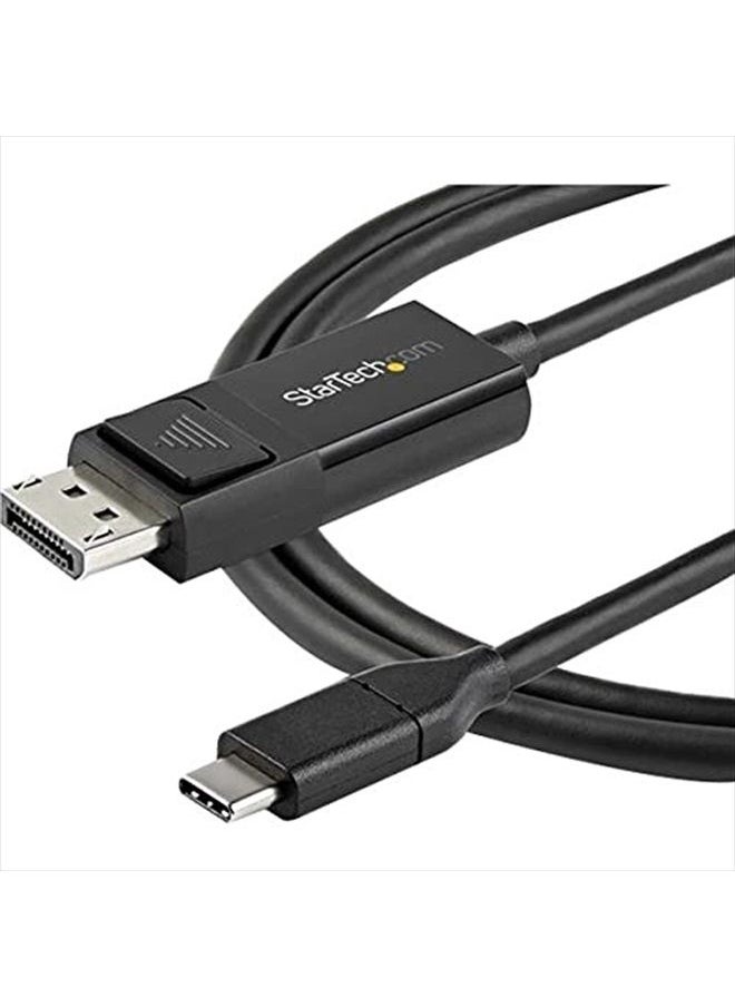 StarTech - كابل USB C إلى DisplayPort 1.2 بطول 6.6 قدم (2 متر) بدقة 4K وتردد 60 هرتز - كابل محول فيديو ثنائي الاتجاه من DP إلى USB-C أو من USB-C إلى DP - كابل شاشة HBR2/HDR - USB Type C/TB3 (CDP2DP2MBD) أسود - Image 1