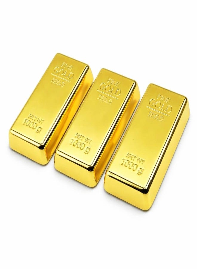 Awestuffs Glittering 24K Gold Finish Metal Bar Paper Weight for Home Office Use & Corporate Gift (Set of 3) - Image 1