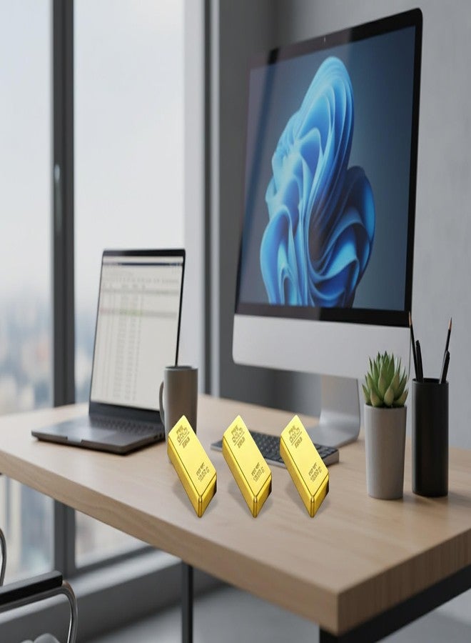 Awestuffs Glittering 24K Gold Finish Metal Bar Paper Weight for Home Office Use & Corporate Gift (Set of 3) - Image 4