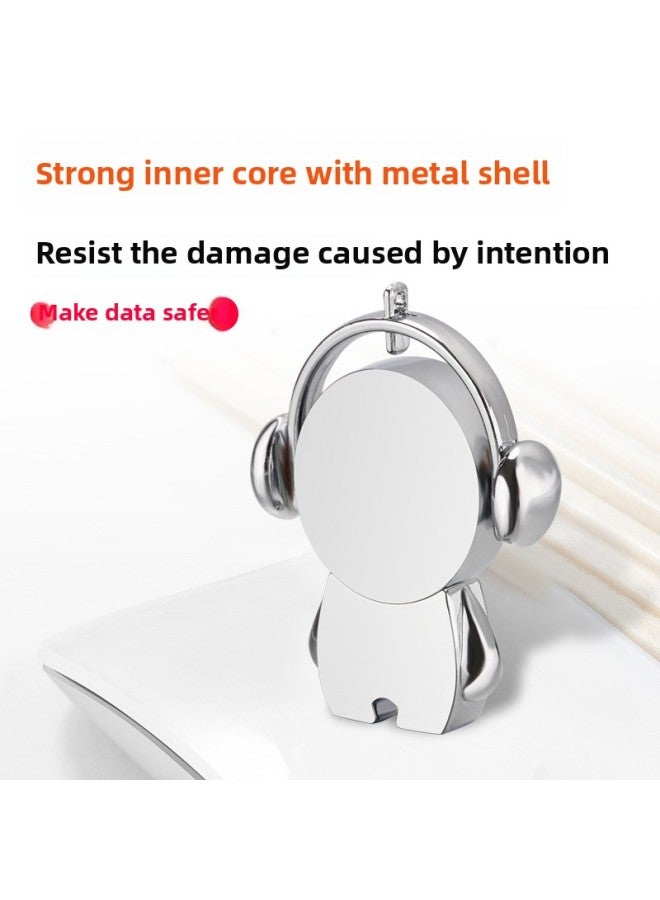 Metal U Disk Creative Car Musician U Disk Logo Mobile Phone Computer Dual-use Gift Cartoon USB Wholesale-Color:Rose Gold-Capacity:4GB - Image 3