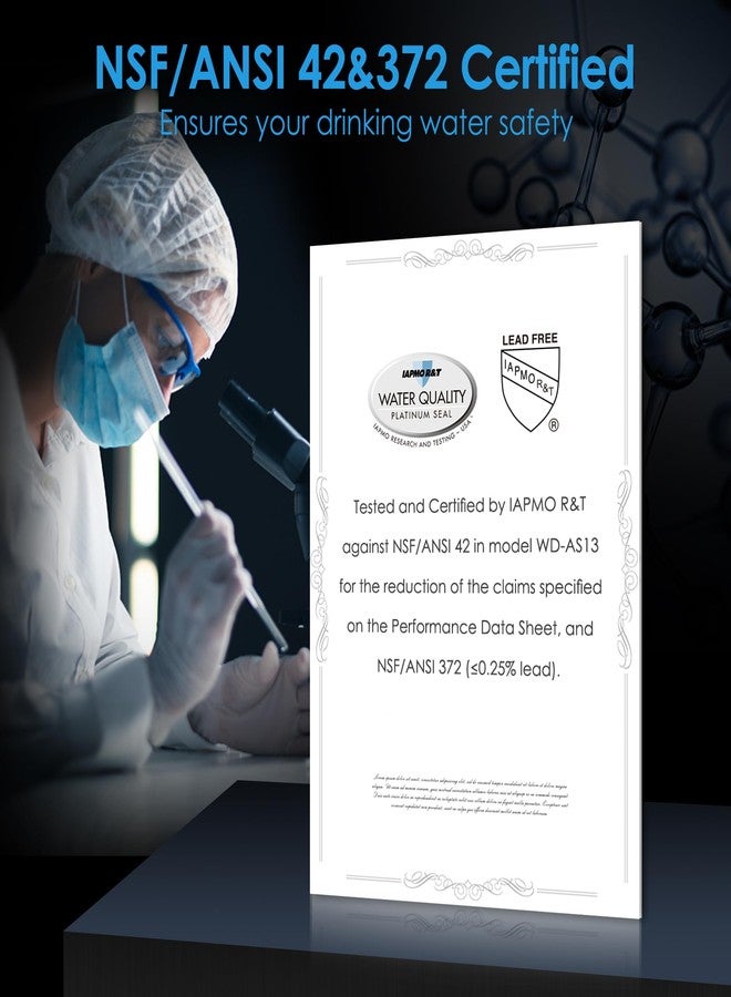 ووتر دروب فلتر مياه بديل تحت الحوض Waterdrop WF13، بديل لمعايير AS13/BS13/AP13، معتمد من NSF/ANSI 42، لا يتطلب حفرًا، فلتر مياه تحت الحوض بست مراحل، يقلل من حمض بيرفلورو الأوكتانويك (PFOA/PFOS) والرصاص والكلور - Image 3
