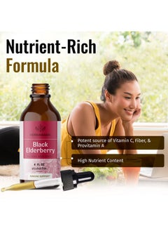 HERBAMAMA Elderberry Liquid Extract Organic Black Elderberry Cough Drops Supplements Elderberry Tincture For Adults Alcoholfree Vitamins Vegan 4 Fl Oz  - Image 4