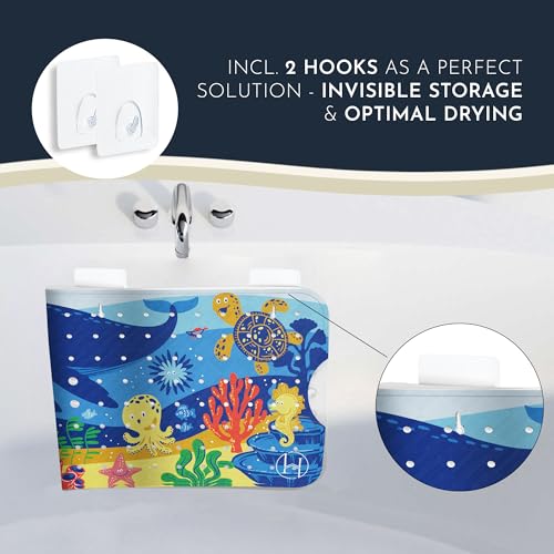 Homerella Bath Tub Mat Non Slip Anti Mold for Kids BPA Free INCL Hooks - homerella® Ocean Sea Animals 40x16, Baby Bath Mat Non Slip 200 Suction Cups, Non Toxic Machine Washable Toddler Bath Mat, EU Certified - Image 3