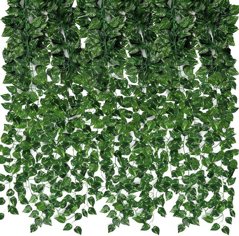 CEWOR Fake Vines for Room Decor 24 Pack 168ft Artificial Ivy Greenery Garland for Bedroom Wall Decor, Hanging Green Leaves for Party Wedding Christmas Decoration - Image 1