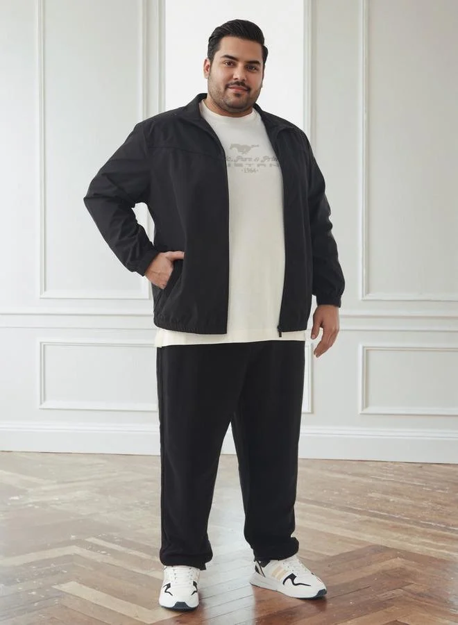 Men Plus Size Regular Fit Zip Through Jacket