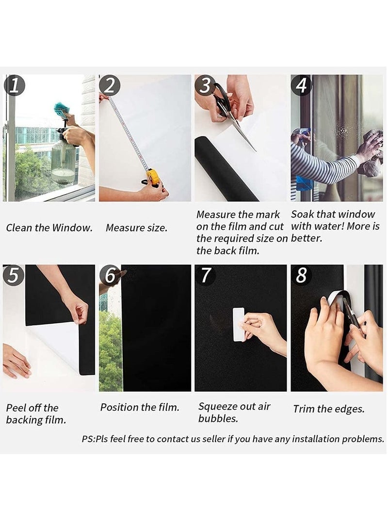 Privacy Window Film Blackout Self Adhensive Glass Opaque No Glue Static Cling Sticker for Office Day Sleep Bathroom Living Room and Kitchen Anti UV 45 * 100cm - Image 5