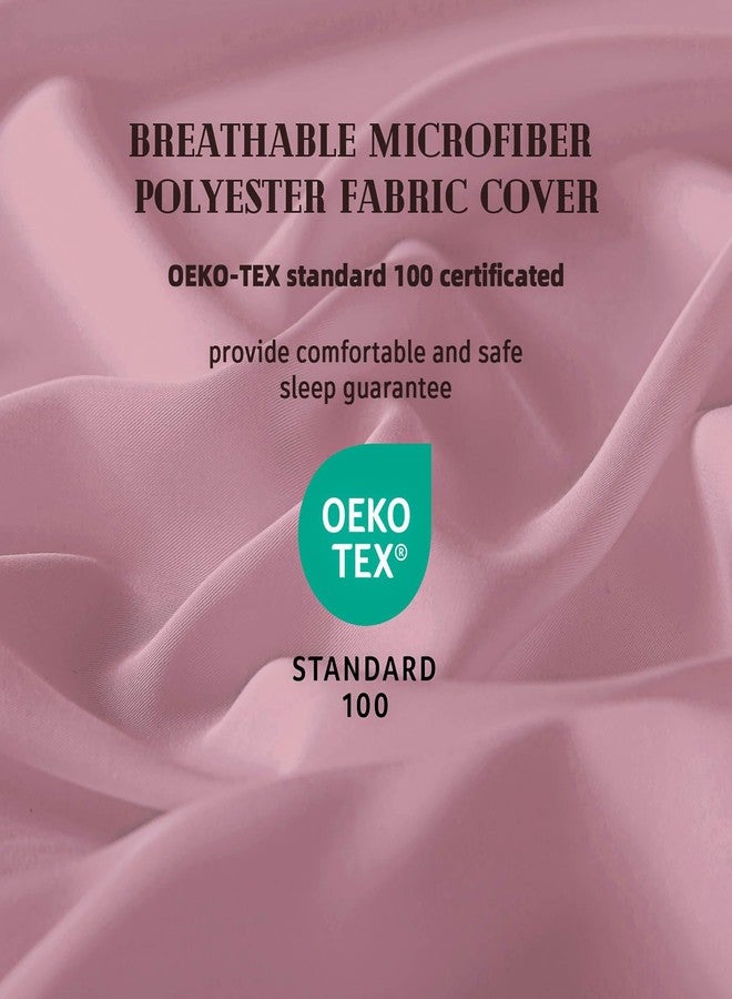 DOWNCOOL لحاف داون كولر بحجم كوين، إدخال لحاف، لون وردي فاتح لجميع الفصول، لحاف خفيف الوزن، لحاف بديل من الريش بف-tabs في الزوايا (وردي، كوين 88x92 بوصة) - Image 2