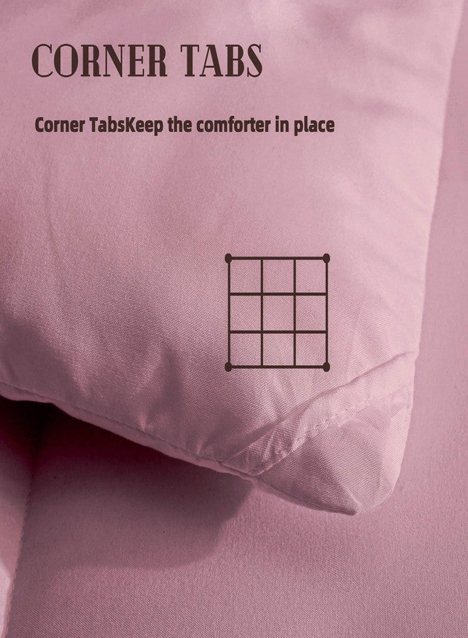 DOWNCOOL لحاف داون كولر بحجم كوين، إدخال لحاف، لون وردي فاتح لجميع الفصول، لحاف خفيف الوزن، لحاف بديل من الريش بف-tabs في الزوايا (وردي، كوين 88x92 بوصة) - Image 3