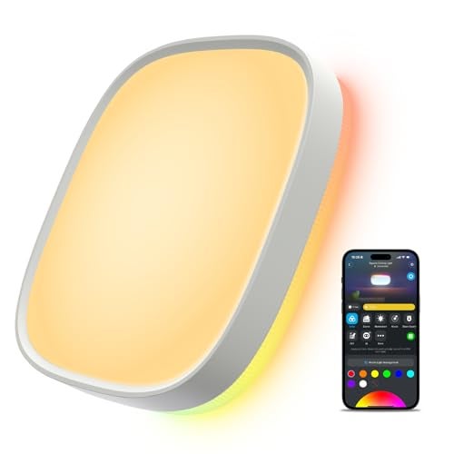 Govee ضوء سقف ذكي من جوفي RGBIC LED مربع يعمل مع Matter 2400LM ضوء مثبت على السقف ألوان قابلة للتخصيص 2700K6500K قابل للتعتيم لغرفة النوم وغرفة المعيشة 12 بوصة 1 عبوة - Image 1
