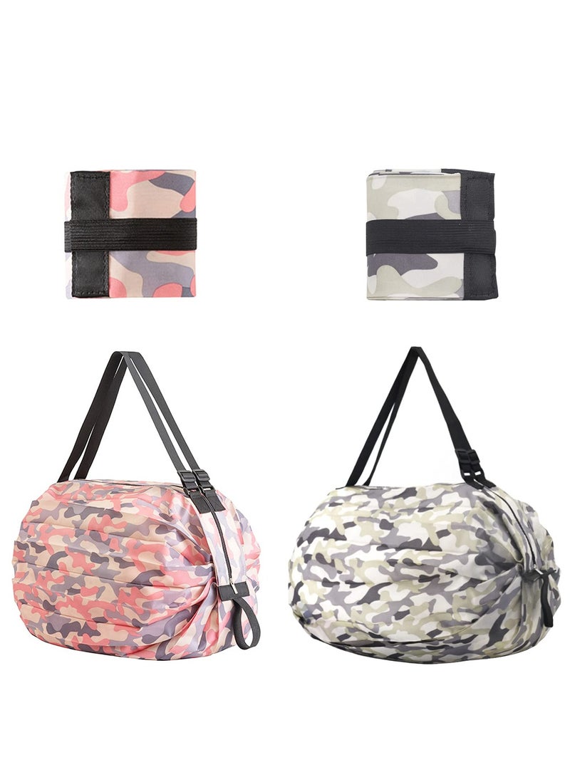 Reusable Shopping Bags, 2 PCS Large Capacity Reusable Grocery Bags, Portable Foldable Grocery Storage Tote, Waterproof Oxford Cloth Duffle for Shop for Daily Commuting, Shopping, Camping, Traver - Image 1