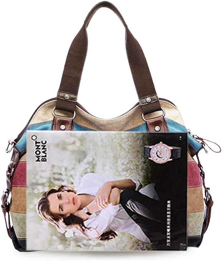 SNUG STAR Canvas Handbag Multi-Color Striped Lattice Cross Body Shoulder Purse Bag Tote-Handbag for Women | Striped, Lattice, Shoulder, Purse, Bag, Striped, Lattice, Shoulder, Purse, Bag - Image 4