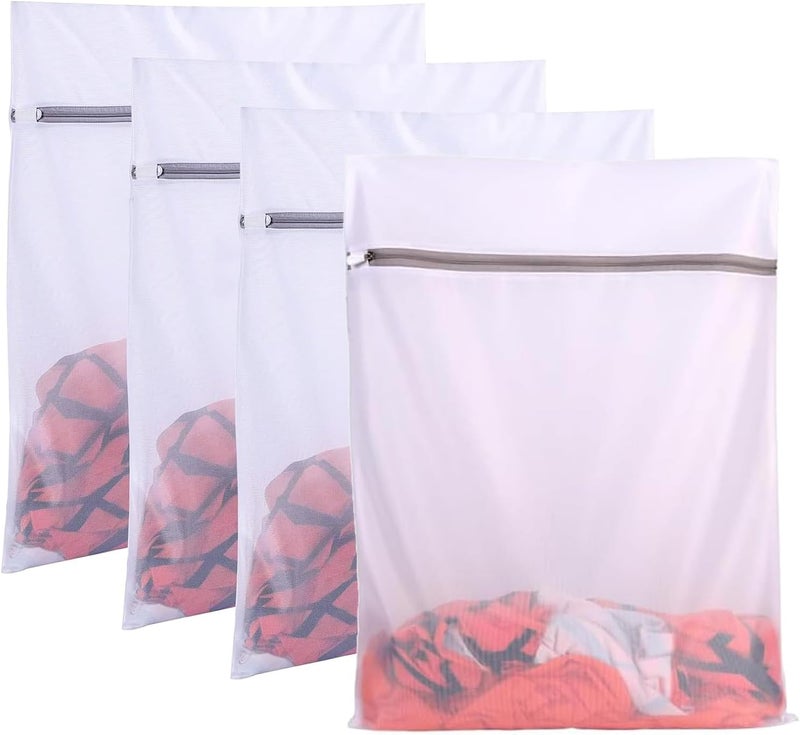 HUAPX Durable Mesh Laundry Bags for Delicates,4Pcs Small Wash Bag for Washing Delicates,Underwear and Lingerie, Big Clothes,Sweater,Makeup Organizer Bags 16 x 20inch (4 Large) - Image 1