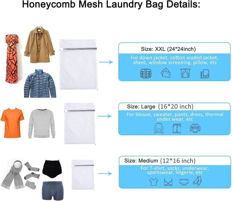HUAPX Durable Mesh Laundry Bags for Delicates,4Pcs Small Wash Bag for Washing Delicates,Underwear and Lingerie, Big Clothes,Sweater,Makeup Organizer Bags 16 x 20inch (4 Large) - Image 2