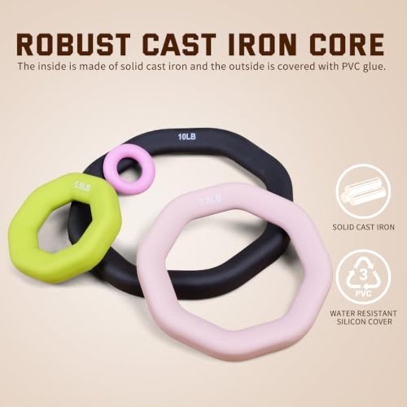 Weight Ring 2-in-1 Kettlebell and Dumbbell, cast iron+PVC coating, Yoga Exercise, Aerobics, Core Training, 4 in a set 0.33LB + 5.5LB + 7.7LB + 9.9LB - Image 2