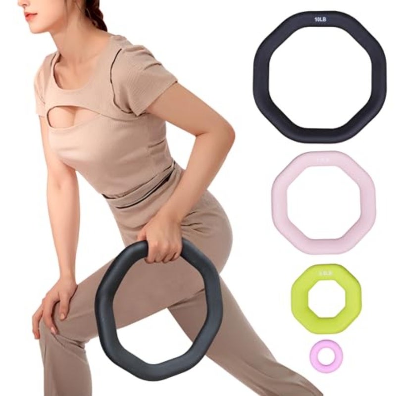 Weight Ring 2-in-1 Kettlebell and Dumbbell, cast iron+PVC coating, Yoga Exercise, Aerobics, Core Training, 4 in a set 0.33LB + 5.5LB + 7.7LB + 9.9LB - Image 1