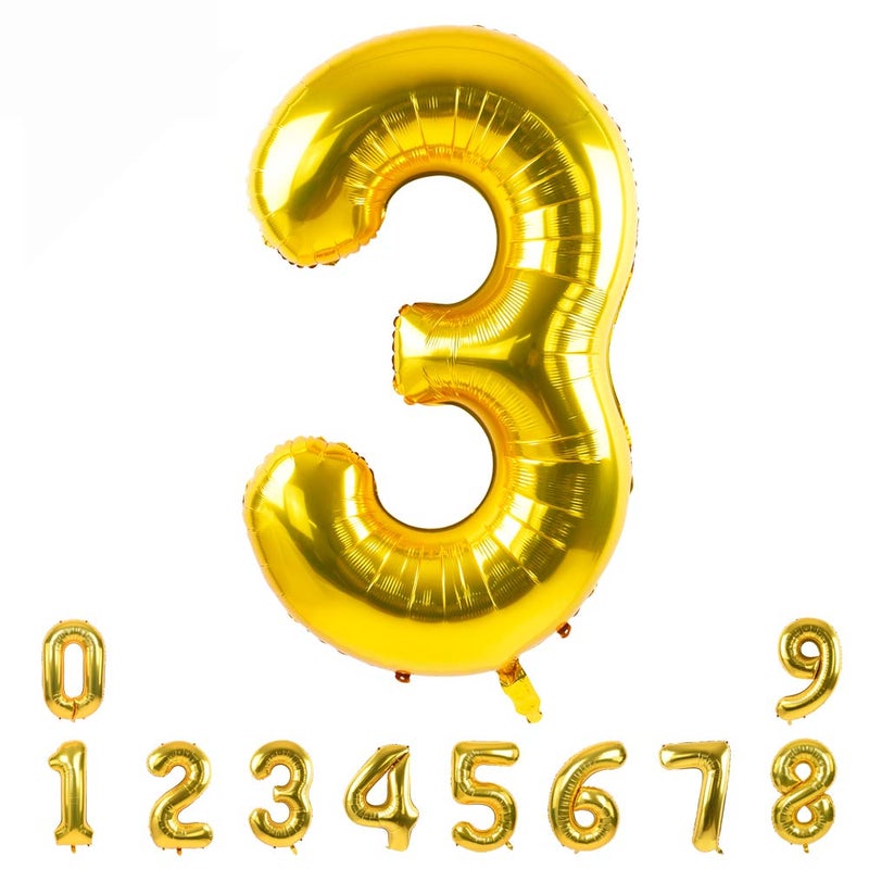 TONIFUL 40 Inch Gold Large Numbers 09Number 3 Digital Helium BalloonsFoil Mylar Big Number Balloons for 2026 Graduation New Year Eve Birthday Party Supplies Decorations - Image 2