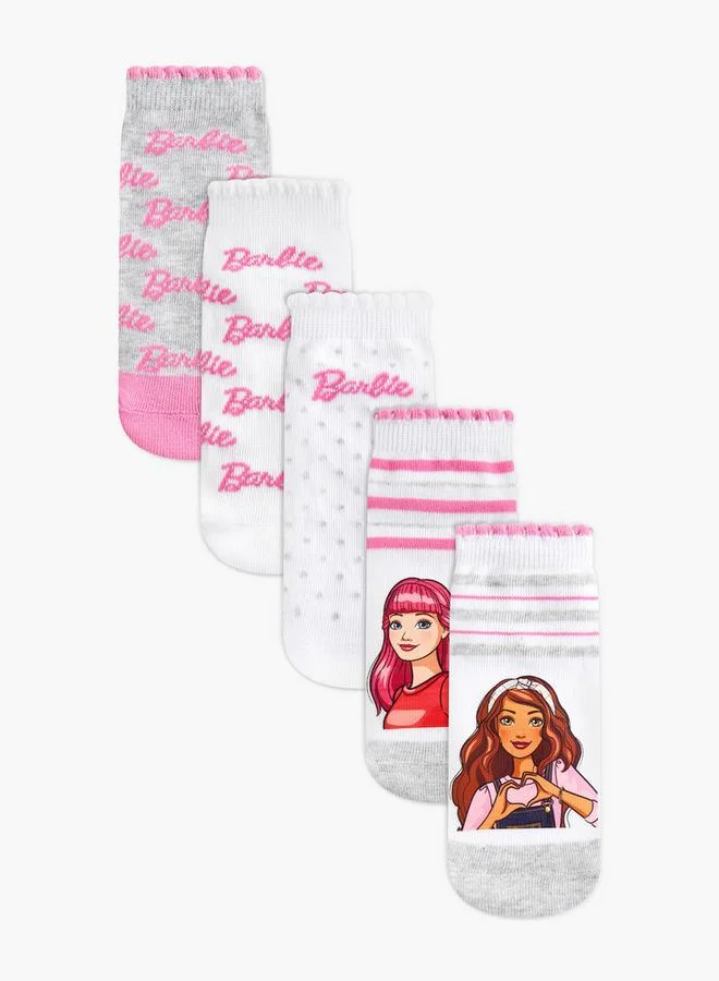 باربي Pack Of 5 Girls Socks Ankle Length Printed