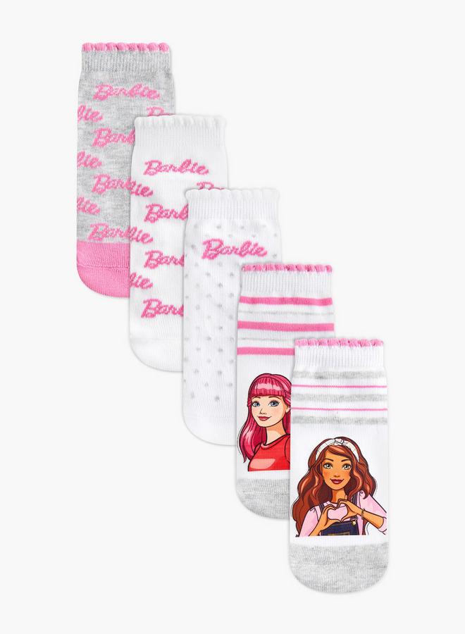 Barbie Pack Of 5 Girls Socks Ankle Length Printed - Image 1