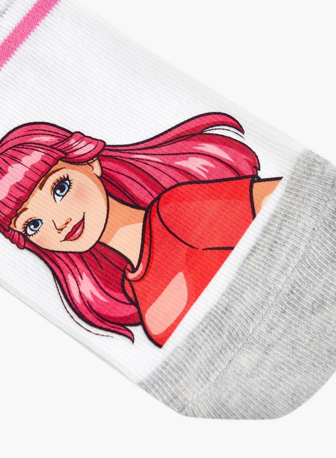 Barbie Pack Of 5 Girls Socks Ankle Length Printed - Image 3