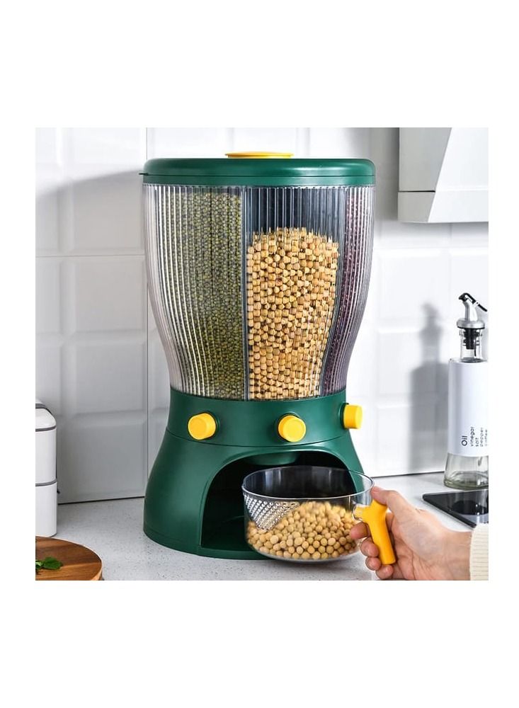 AMM Food Grain Storage Container Rotating Sealed Rice Bucket Household Grain Storage Box Kitchen Storage Tank for Cereal Candy Coffee Bean Grain (Green) - Image 2
