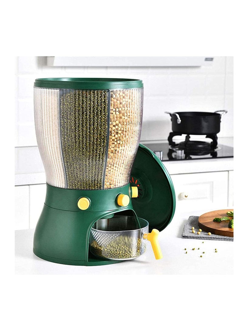 AMM Food Grain Storage Container Rotating Sealed Rice Bucket Household Grain Storage Box Kitchen Storage Tank for Cereal Candy Coffee Bean Grain (Green) - Image 1