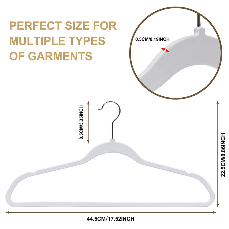 Quality Hangers 50 Pack Non-Velvet Plastic Hangers for Clothes - Heavy Duty Coat Hanger Set - Space-Saving Closet with Chrome Swivel Hook, Functional Non-Flocked Hangers - Cream White - Image 4