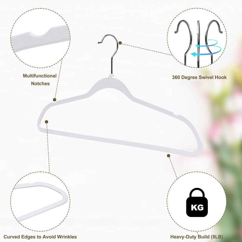 Quality Hangers 50 Pack Non-Velvet Plastic Hangers for Clothes - Heavy Duty Coat Hanger Set - Space-Saving Closet with Chrome Swivel Hook, Functional Non-Flocked Hangers - Cream White - Image 5