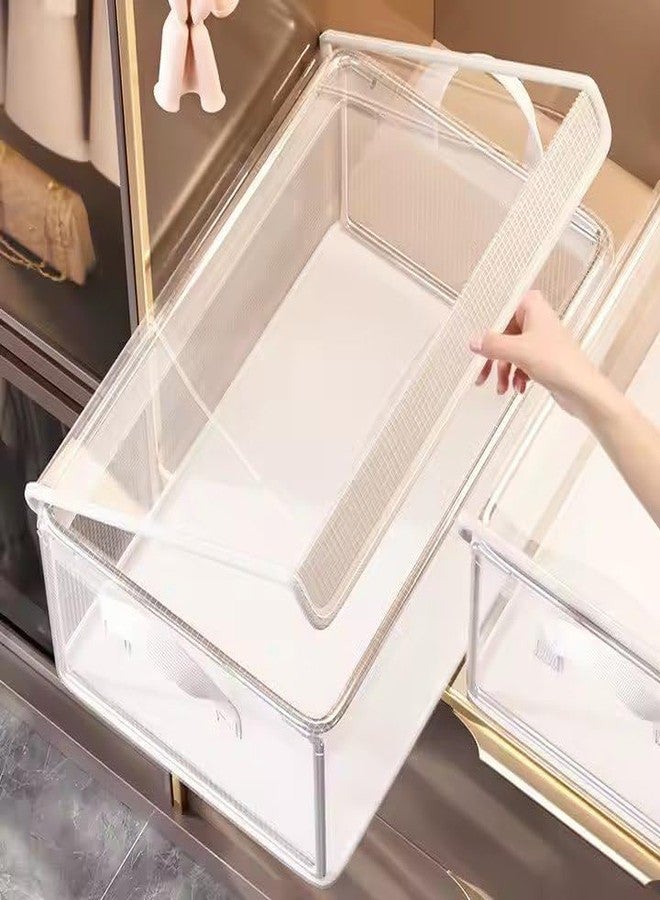 DMDENT PVC Transparent Storage Basket With Lid and without lid Clothes Organizer Storage Box Steel Frame Wardrobe Organizer Foldable Clothes Storage Box 26 Liter (Transparent) (Pack of 1) - Image 1