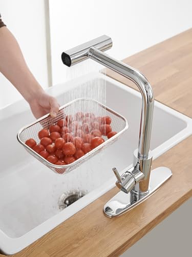 JOOM Kitchen Faucets with Pull Down Sprayer,Waterfall Kitchen Sink Faucet,Commercial Utility Stainless Steel Kitchen Faucets,Single Handle Kitchen Sink Faucet with Pull Down Sprayer for 3 Function - Image 4