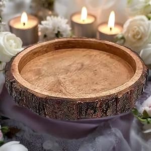 Woodiva Beautiful Table Decor Round Shape Wooden Serving Tray/Platter for Home and Kitchen (12X12x1.5) inches - Image 1