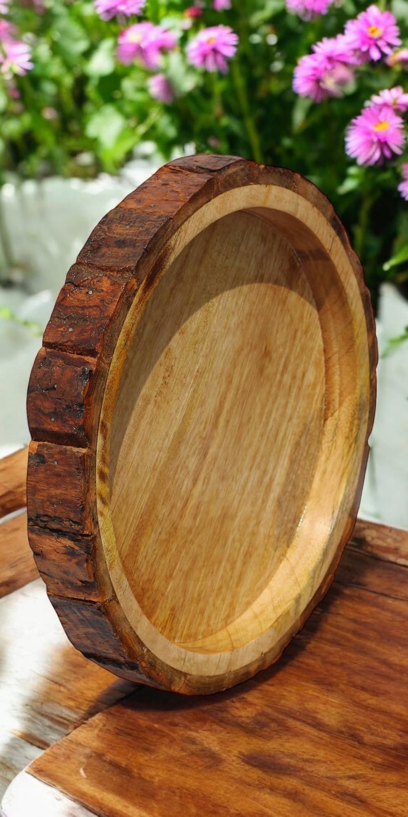 Woodiva Beautiful Table Decor Round Shape Wooden Serving Tray/Platter for Home and Kitchen (12X12x1.5) inches - Image 5