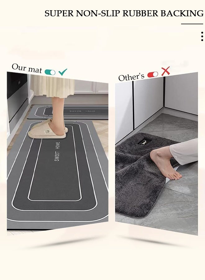 DUNISO 2 PCS  Kitchen Mats and Rugs Set , Non Slip Heavy Duty Standing Mat, Quick Dry Diatom Mud Floor Mat,  Extra Soft and Absorbent Floor Mats for  Kitchen, Bath, Office, Laundry(40*60cm+40*120cm) - Image 2